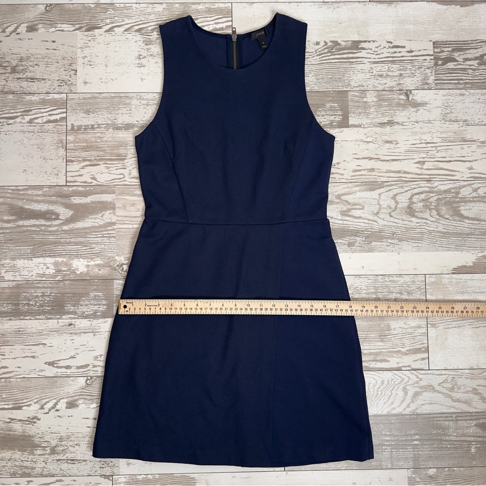 J.Crew Navy Sleeveless Textured A-Line Dress Size 6 –‎ Exposed Zipper, Cotton - Picture 11 of 13